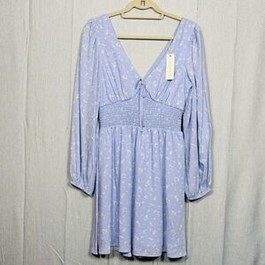NWT Copper Key Ditsy Floral Smocked Waist Long Sleeve Mini Dress Size Medium (A)
